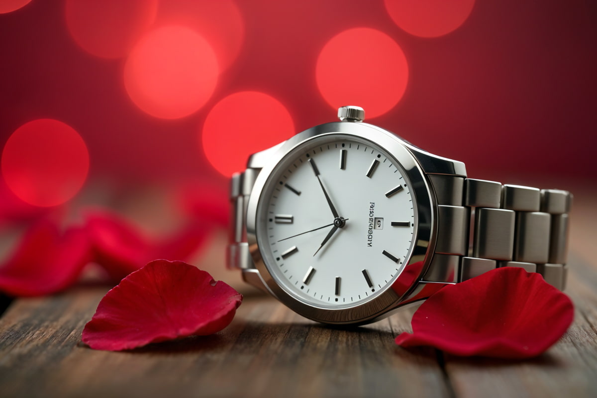 Montre gravée pour homme, cadeau de Saint-Valentin élégant.
