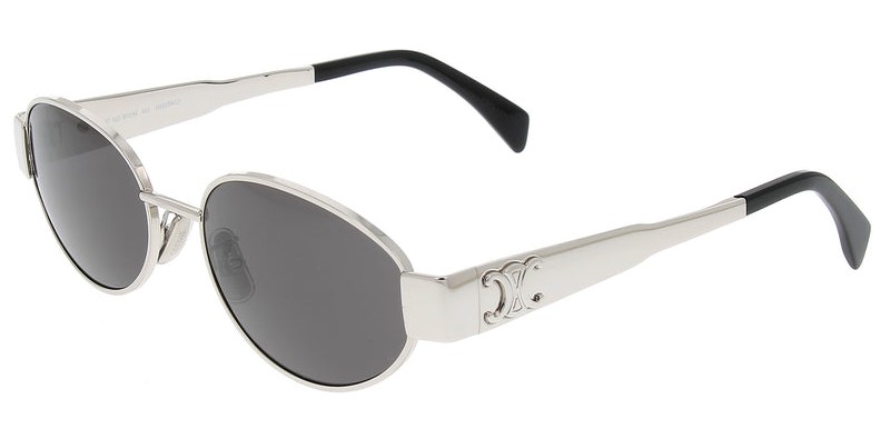 Lunettes de soleil Celine Triomphe avec monture métallique argentée et verres fumés noirs