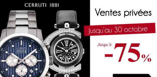 Deux montres Cerruti 1881, une chronographe bleue et une noire, en ventes privées