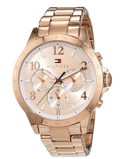 Montre Tommy Hilfiger or rose chronographe avec bracelet métallique