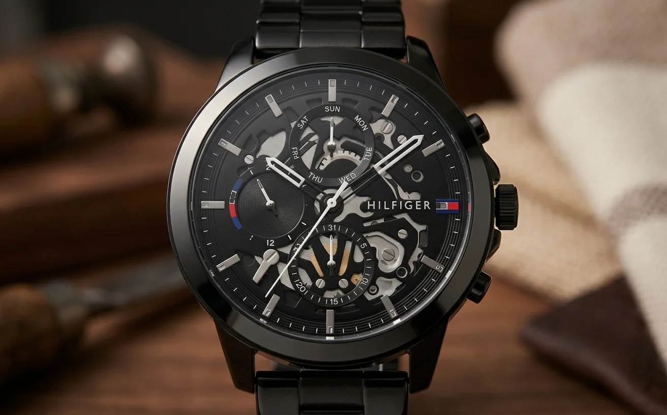 Tommy Hilfiger Henry 1710478 cadran squelette détail, mécanisme apparent