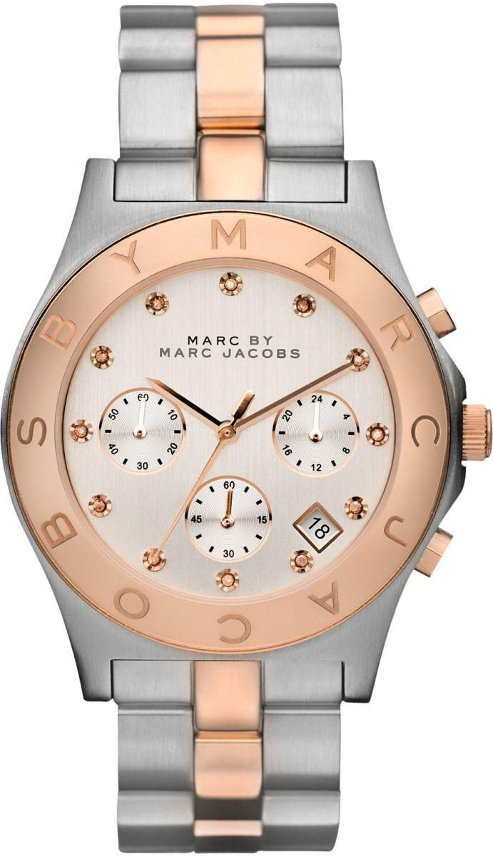 Montre Femme Marc By Marc Jacobs Blade MBM3178 Chrono en acier doré rose et argenté