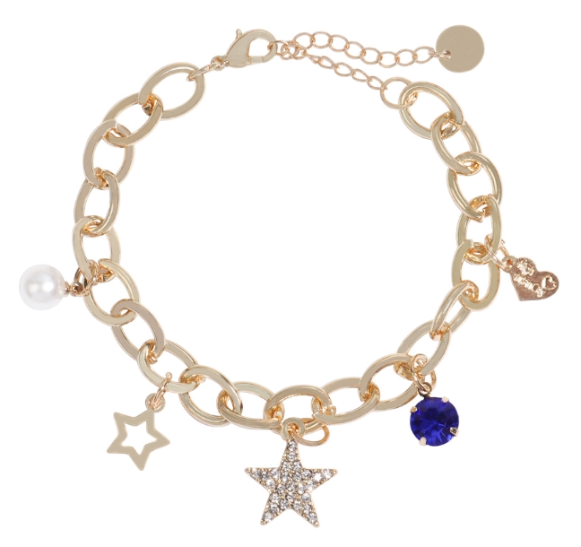 Bracelet à breloques Victoria Bradley en acier plaqué doré