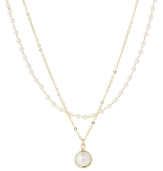 Collier perles en acier plaqué or fin