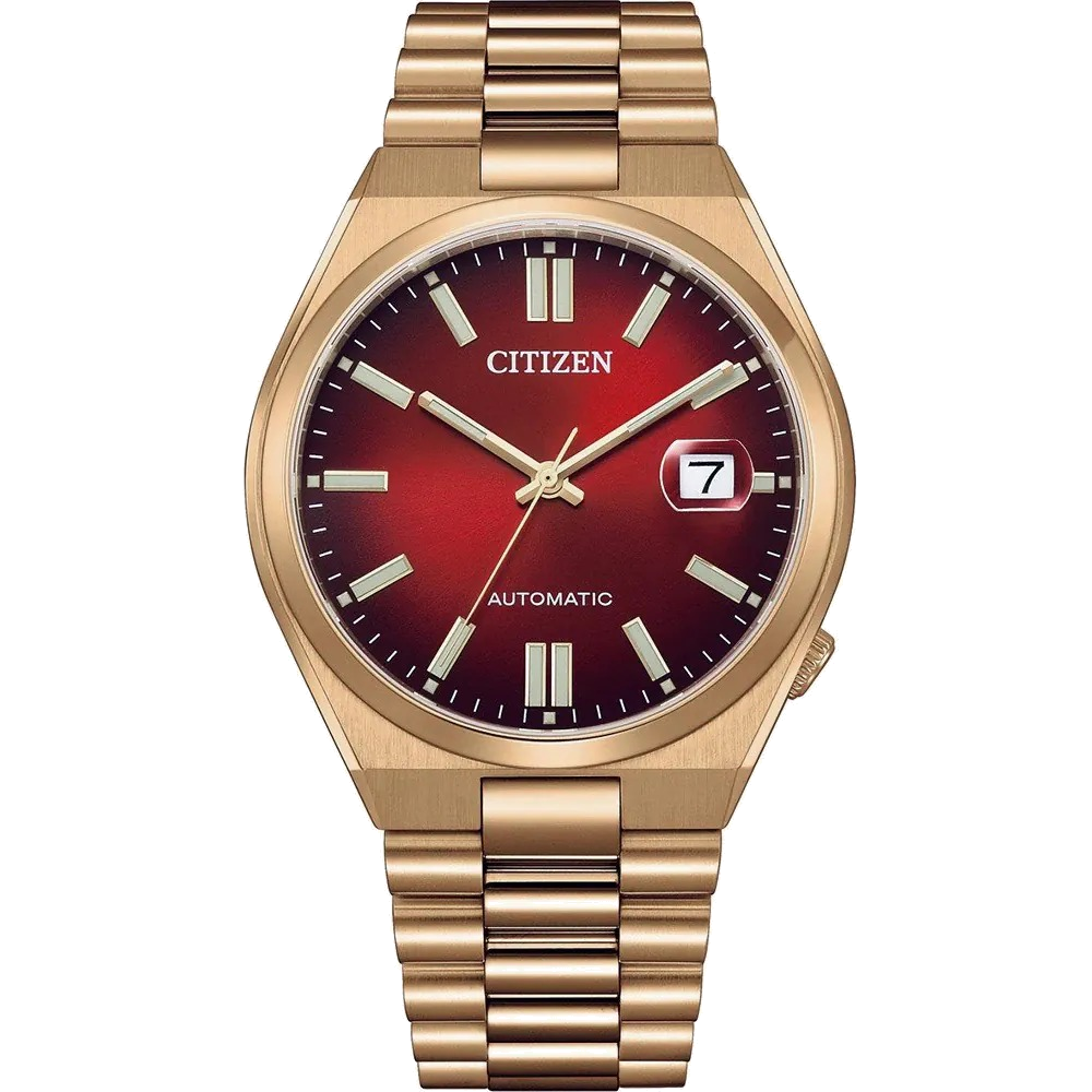 Montre Automatique Citizen Tsuyosa NJ0153-82X bracelet doré rose cadran rouge