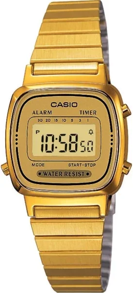 Casio Montre Casio LA670WEGA-9EF en métal doré à affichage digital