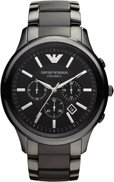 Emporio Armani Montre Homme Emporio Armani AR1451 en Céramique Noire avec Chronographe