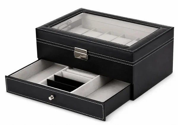 Gasmann Coffret Bellagio Noir Mixte 12 Montres et Tiroir Bijoux Double Étage Simili-Cuir