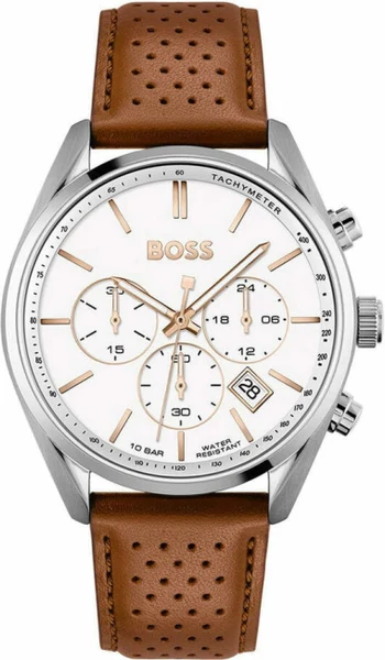 Hugo Boss Montre Homme Hugo Boss Champion 1513879 bracelet en cuir perforé marron